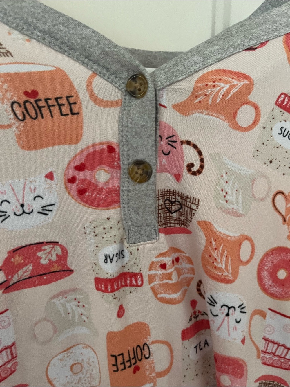Cuddl Duds Cats, Coffee Donuts Long Sleeve Pajama Set - Picture 2 of 11